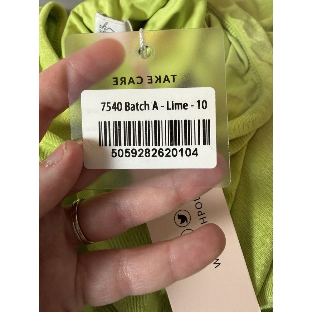 Oh Polly Textured Jersey Asymmetric Cut Out Mini Dress In Lime- Size 6 NWT - Picture 9 of 16